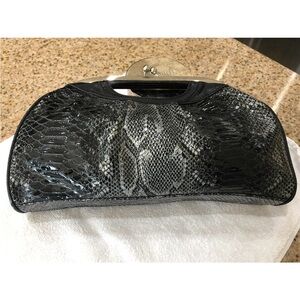 Chic Black Snakeskin Clutch